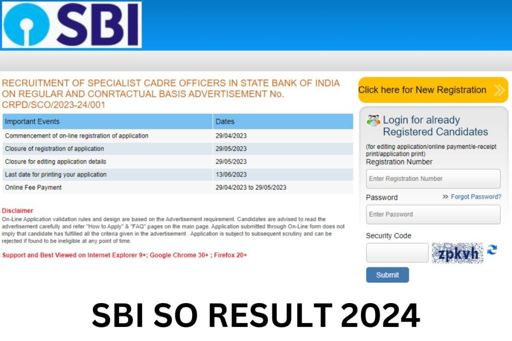 SBI SO Result 2024 – Cut Off Marks