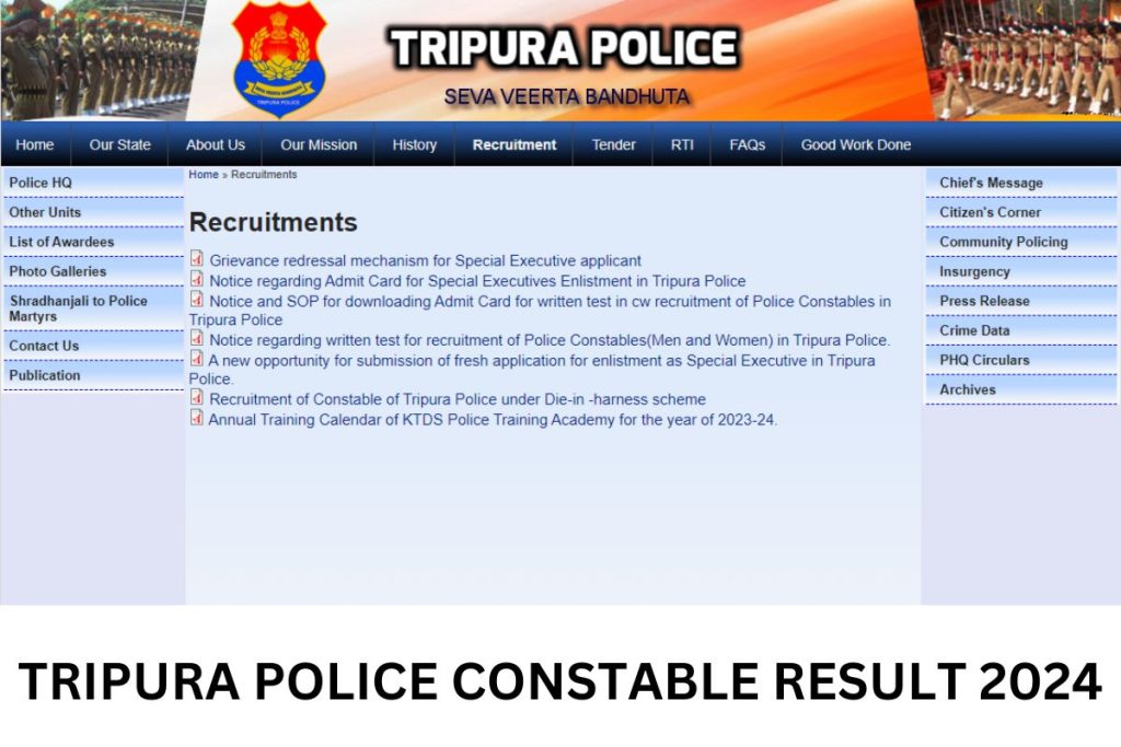 Tripura Police Constable Result 2024 - Cut Off Marks