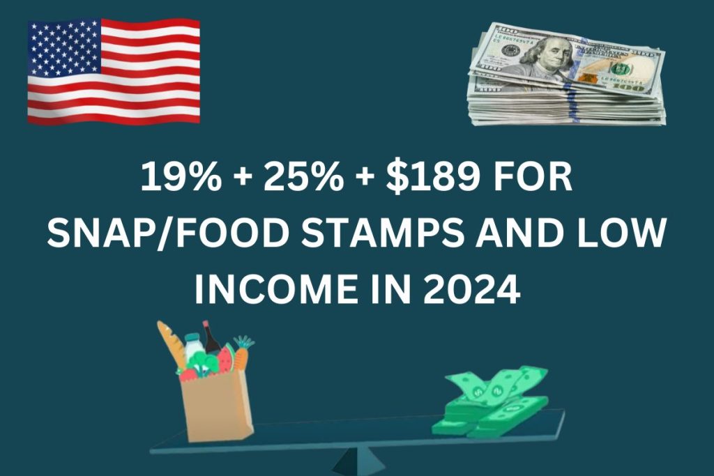 19% + 25% + $189 for SNAPFood Stamps and Low Income in 2024